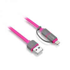CABO FLAT 2 EM 1 APPLE LIGHTNING E MICRO USB 1 METRO ROSA ELGIN