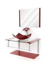 CONJUNTO GABINETE DE VIDRO PARA BANHEIRO JACARTA 70CM VINHO VILDREX
