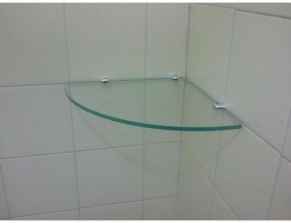 PRATELEIRA DE VIDRO PARA BANHEIRO CANTO 8MM 30CM UNIÃO INOX