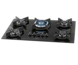 FOGÃO COOKTOP 5Q INFINITY GÁS MESA VIDRO PRETO TRIPLA CHAMA FISCHER