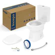 KIT COMPLETO BACIA C/ CAIXA ACOPLADA ECOFLUSCH 3,6LTS QUADRADO BRANCO THEMA INCEPA CELITE