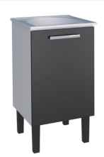 GABINETE DE LAVANDERIA ACO VENUS COM TANQUE PRETO E PORTAS PRETAS 50X50 COZIMAX