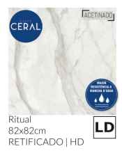 CER. CERAL RETIFICADO ACETINADO RITUAL BRANCO 82X82 LD (2.69M²)